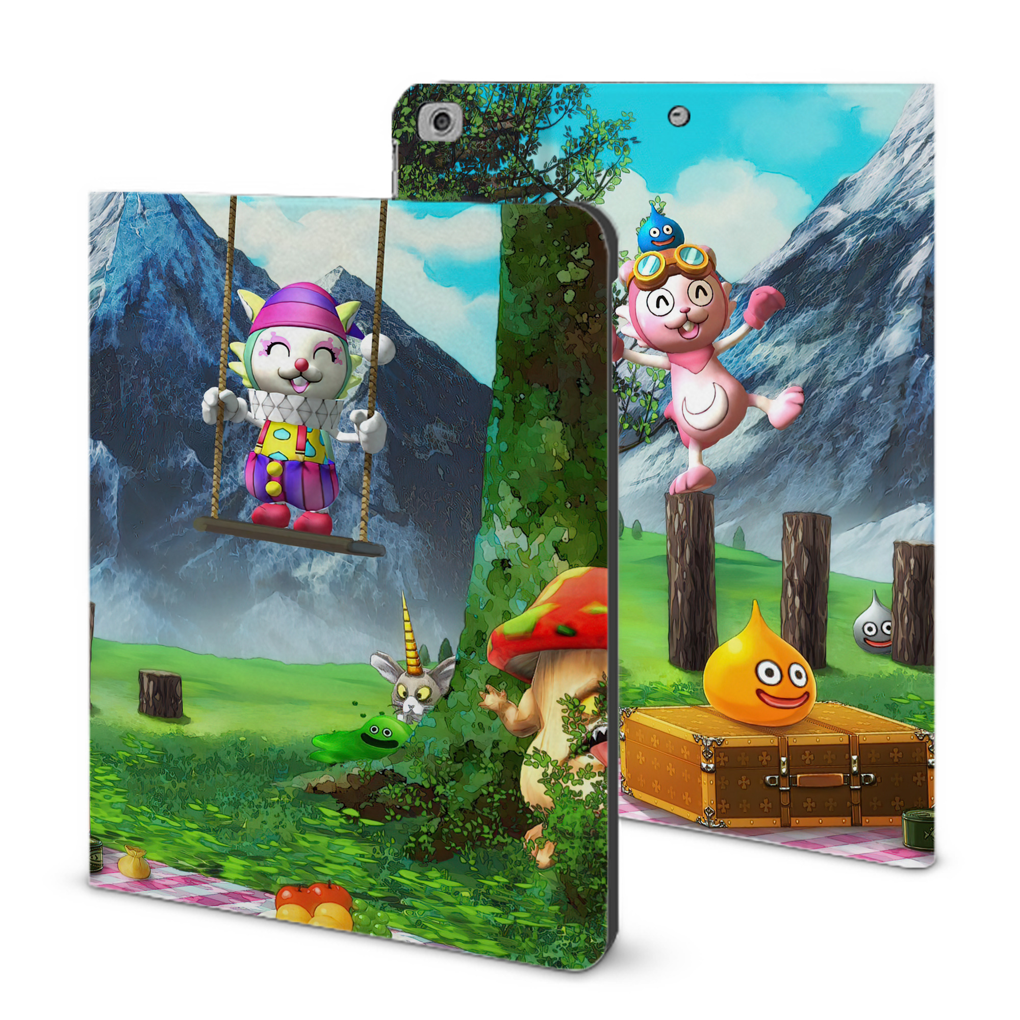 （画像用） ドラゴンクエスト Doragon Kuesuto Dragon Quest IPad ケース ブック型 PUレザー TPU 耐衝撃 軽量 薄型 ペン収納なし 全面保護 IPad 各モデル対応